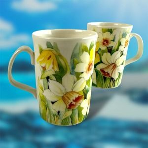 Royal Doulton Spring Daffodil Mug Set 1993 - Expressions Bouquet Coffee Tea Cups